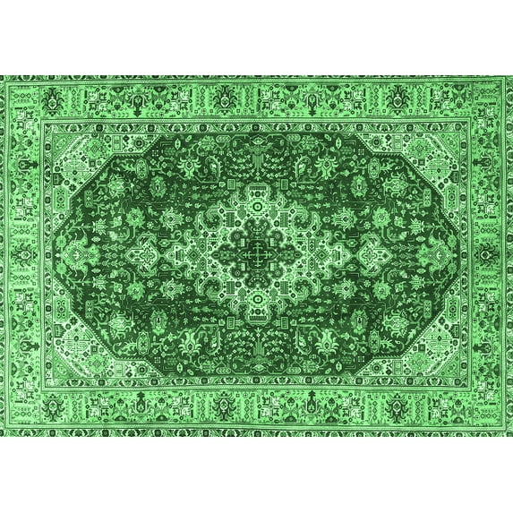 Ahgly Company Indoor Rectangle Medallion Emerald Green Traditional Area Rugs, 5' x 7'