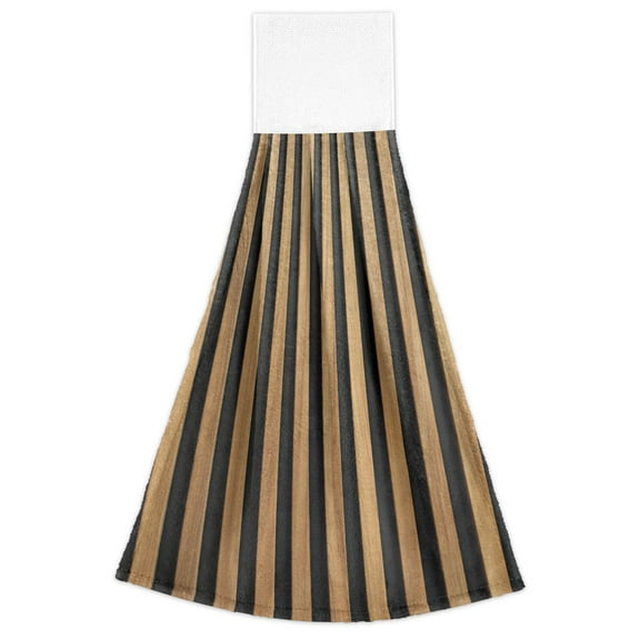 Brown Stripes 2 Pack 14''x18'' Hand Towels Soft Coral Fleece Quick Dry Hook and Loop for Kitchen Bathroom