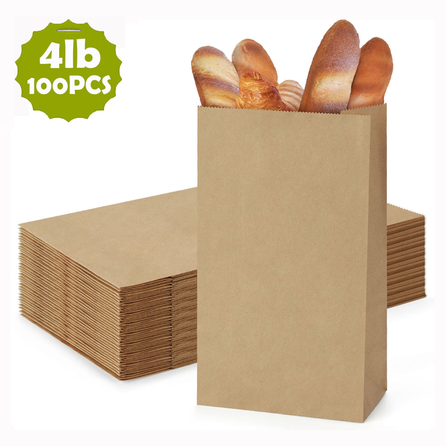 BagDream Paper Lunch Bags 4lb 100Pcs Snack Bags, Craft Bags, Bread Bags