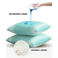 thumbnail image 5 of Outdoor Throw Pillow Cover Minimalist Line Art Waterproof Cushion Covers 2 Pack White Stripe on Light Teal Blue Pillow Cases Home Decoration for Patio Garden Couch Sofa, 5 of 7