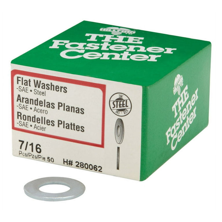 Hillman Zinc-Plated Steel 7/16 in. SAE Flat Washer 50 pk Hillman Zinc-Plated Steel 7/16 in. SAE Flat Washer 50 pk
