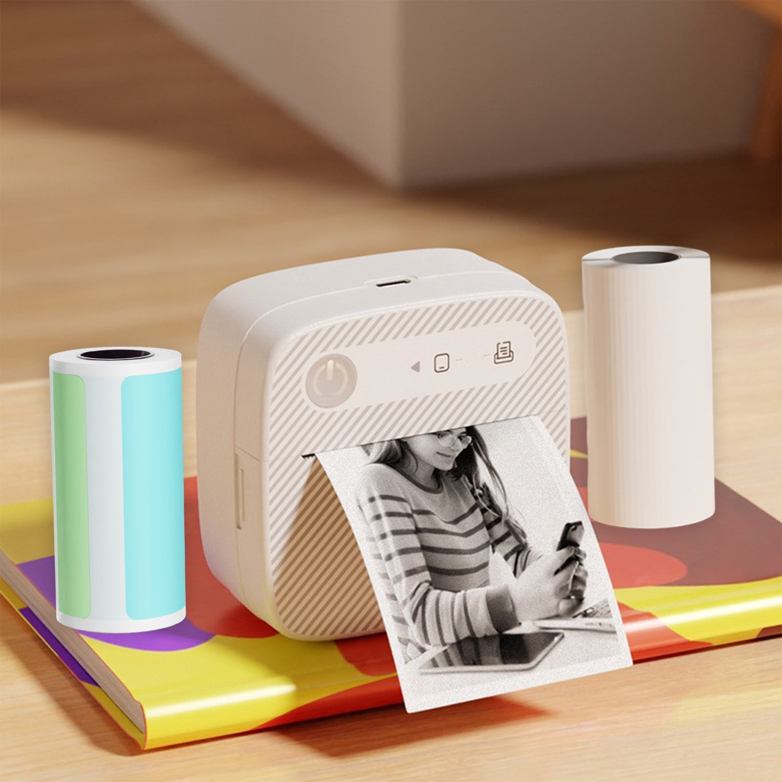 Kojanyu Iceberg-shaped Scented Candle - Label Printers Portable Wireless Bluetooth Thermal Printers With 5 Rolls Of Stickers 5 Rolls Of Colour Label Printing Paper