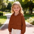 thumbnail image 2 of Xyant Girls Zip Up Cropped Windbreaker Jacket Hooded Cargo Lightweight Outerwear (Coffee,5-6 Years), 2 of 6