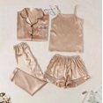 thumbnail image 5 of Conjunto de pijama de cuatro piezas fino de moda para mujer, estilo honda, universal para las cuatro estaciones, 5 of 5