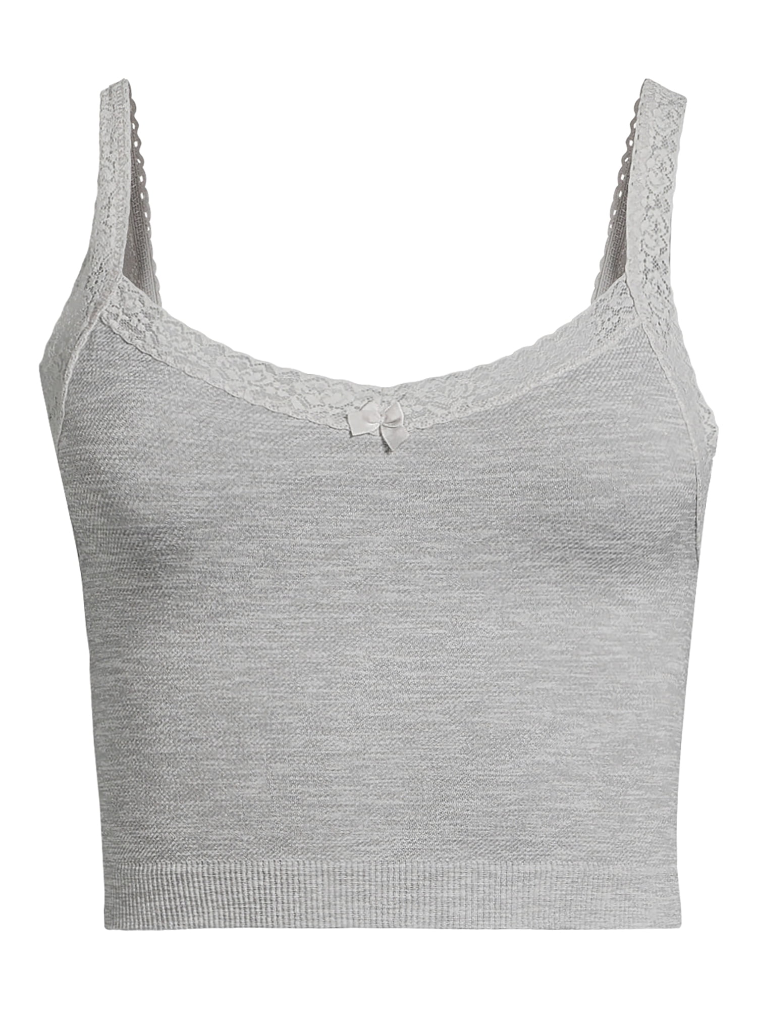No Boundaries Pullover Sleeveless Lace Trim Grey Heather Cami Tops