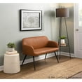 thumbnail image 4 of LumiSource Black Steel, Camel PU Daniella High Back Bench, 4 of 12