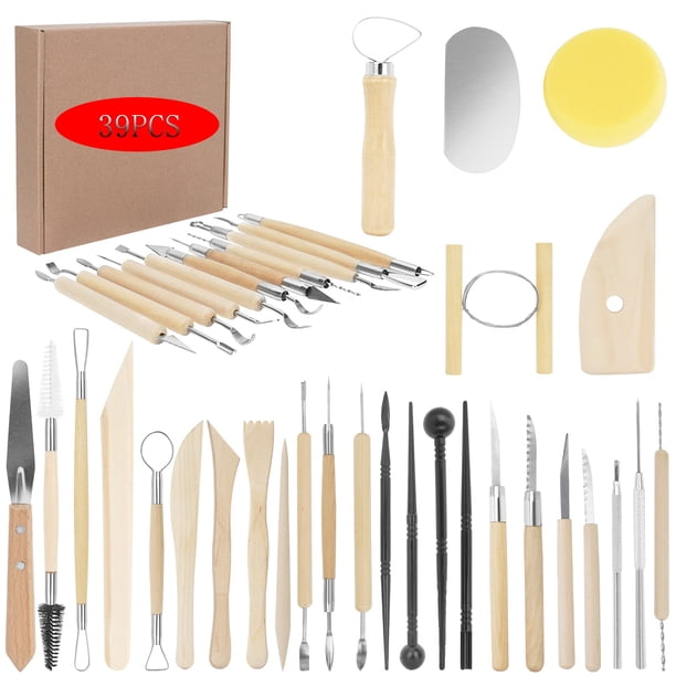 Kit de herramientas para modelar arcilla Yagugu, 39 piezas, set de tallado en madera