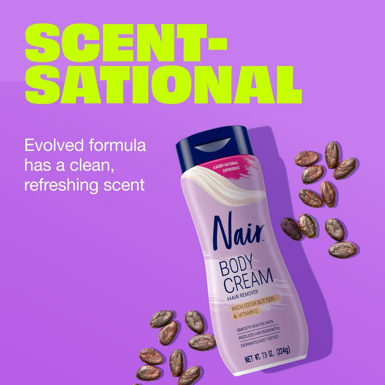 2 pack) Nair Body Cream, Hair Removal Cream with Rich Cocoa Butter