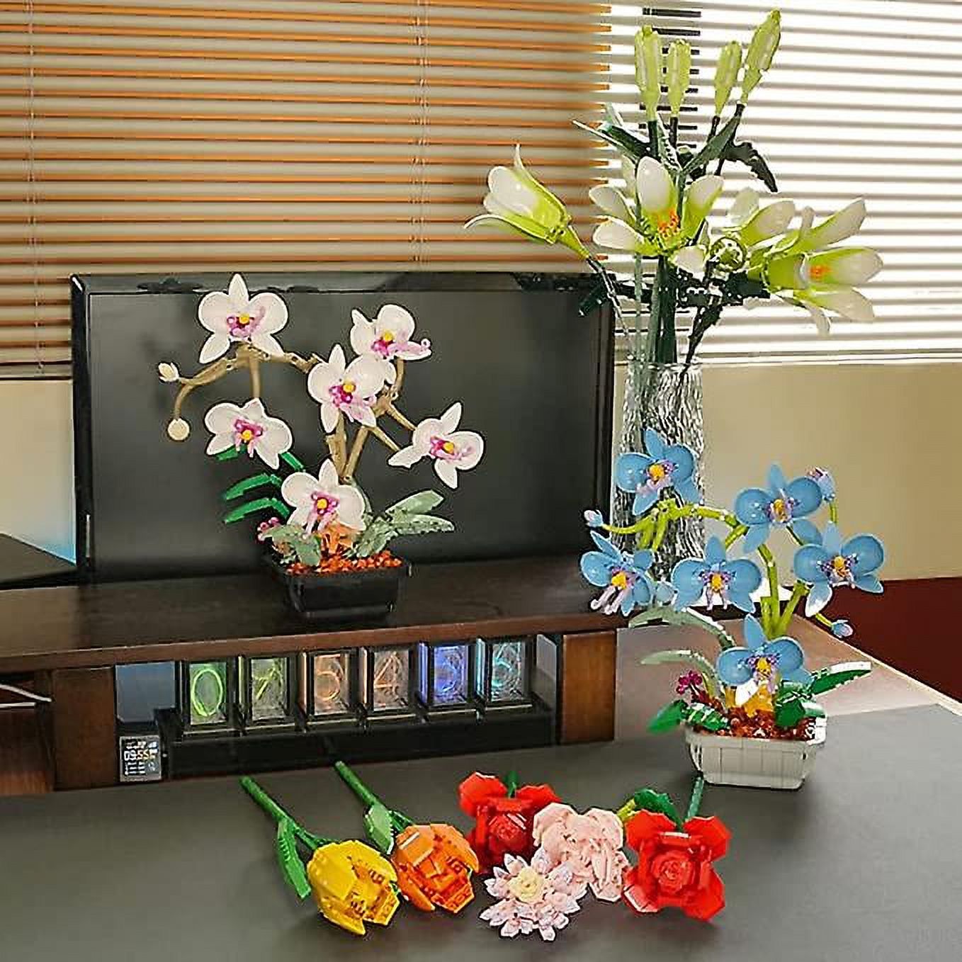 CCNZZITSHT Orchid Building Set Competible With Lego Adults Flowers Building Blocks Artificial Flowers Home Decor Toys Building Set For Girls 8+ Diy
