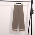 thumbnail image 6 of MDUKONU Women's Trousers Suit With Round Neck Top And Wide Leg Pants For Effortless Style Coffee One Size, 6 of 7