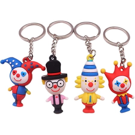4 Pcs Doll Keychain Clown Figure Toy Keyring Key Ring Collectible Model ...