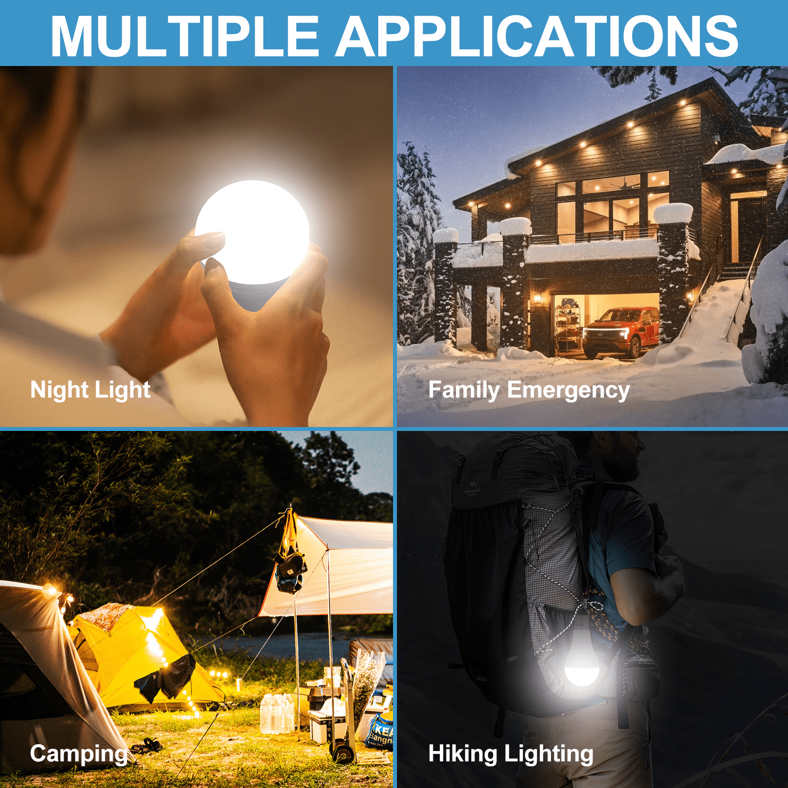 DABAOLUM 9W Solar Light Rechargeable Bulbs with Remote Timer, USB Rechargeable Emergency Light Bulb Chicken Coop Light 1800mAh 5 Lighting Modes-1pcs