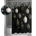 thumbnail image 4 of Black Christmas Waterproof Fabric Shower Curtain, Xmas Pine Needles Balls Snowflake Shower Curtain for Bathroom Curtains Bathtubs Hotel Washable Shower Curtains with 12 Hooks Standard 60x72, 4 of 6