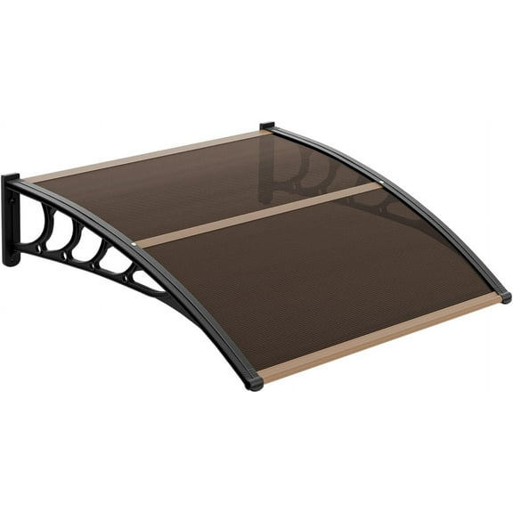 Window Awning Door Canopy, 40" x 40" Window Awning Overhead Modern Polycarbonate Cover Outdoor Front Porch Patio Canopy UV Rain Snow Sunlight Protection Hollow Sheet/Brown