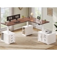 thumbnail image 3 of 76.8" Farmhouse L Shaped Electric Standing Desk with 6 Drawers and File Cabinet, Height Adjustable Computer Desk, Home Office Desk, 3 of 8