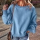 thumbnail image 5 of Suéter de Cuello Redondo para Mujer, Holgado, de Lana de Cordero, Informal, Versátil, de Larga, para Otoño e Invierno. Azul S, 5 of 9