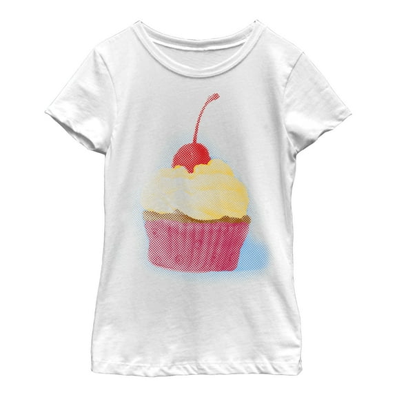 Girl's Lost Gods Cupcake with a Cherry on Top  Graphic Tee White Medium