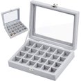 thumbnail image 1 of Joyero con 24 compartimentos, cofre para joyas, expositor con tapa de cristal transparente para anillos, relojes, collares, pendientes, idea de regalo, 1 of 5