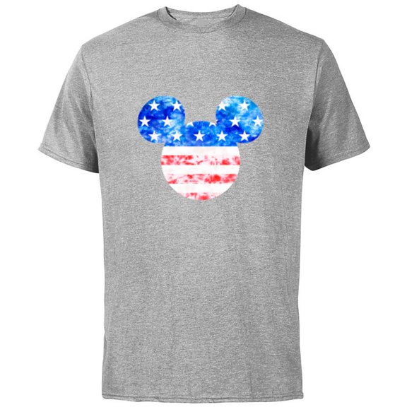 Disney Mickey Mouse American Flag Tie Dye - Short Sleeve Cotton T-Shirt for Adults - Customized-Athletic Heather