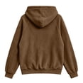 thumbnail image 3 of AKOEE Flannel Hoodies for Women with Kangaroo Pocket Baggy Sweater Tops Drawstring Fleece Hooded Sweatshirt (L, Brown), 3 of 8