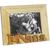 Isaac Jacobs Natural Wood Sentiments I Love Nana Picture Frame, 4x6 inch, Photo Gift for Nana, Grandma, Family, Display on Tabletop