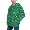 thumbnail image 2 of Salouo Green Glitter Pattern Hoodie Sweatshirt for Youth, Fall Pullover Hoodie Sweatshirt Long-Sleeve Pullover Hooded Sweatshirt-Small, 2 of 6