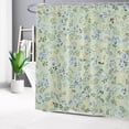 thumbnail image 2 of Nature Plant Floral Shower Curtain Decor, Yellow Blue Flower with Herb on Sage Green Shower Curtain for Bathroom 72" W x 72" L Polyester Fabric Bathroom Decoration Bath Curtains Hooks Included, 2 of 6