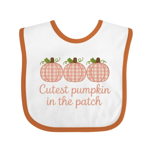 Inktastic Cutest Pumpkin in the Patch Gingham Fall Girls Baby Bib