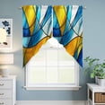 thumbnail image 6 of Abstract Art Swag Valances for Windows 2 Pack Blue Yellow Gradient Wavy Lines Geometric Modern Swag Kitchen Curtains 36 Inches Long Rod Pocket Short Window Treatment for Kitchen Bathroom 36"x36", 6 of 9