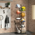thumbnail image 4 of Costway 7-Tier Ball Storage Rack with 7 Removable Hanging Rods & Side Ball Basket Black, 4 of 10