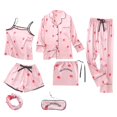 thumbnail image 2 of Pijamas sedosos para mujer Conjunto De Pijamas Para Mujer De 7 Piezas, Ropa De Dormir Estampada, Trajes De Salón, Rosa L Rosa L Magideal Pijamas sedosos para mujer, 2 of 7