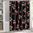 thumbnail image 3 of Shower Curtains for Bathroom-36"x72",Watercolor Red Cherry on Black Waterproof Bath Curtain Grommet Shower Curtain Set with Hooks,Farm Seamless Fruit Art Washable Bath Accessories, 3 of 7