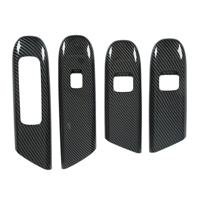 Couvercle de Commutateur de Lève-Vitre, 4 Pcs Couverture de Panneau de Commande de Fenêtre de Porte Résistance à l'Usure Durable Style Fibre de Carbone Installation Facile pour Voiture
