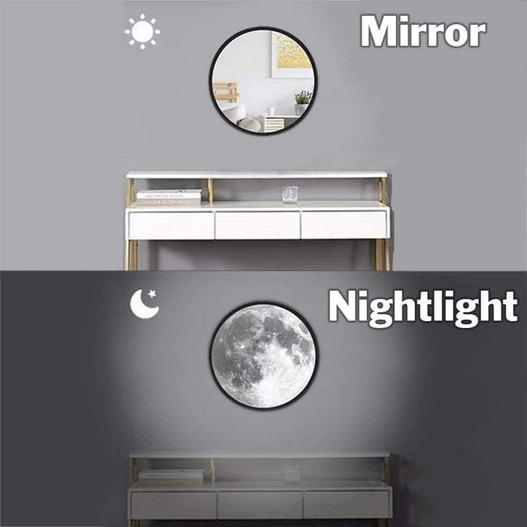 10 Inch Round Mirror with Beautiful Moon LED Nightlight Modern