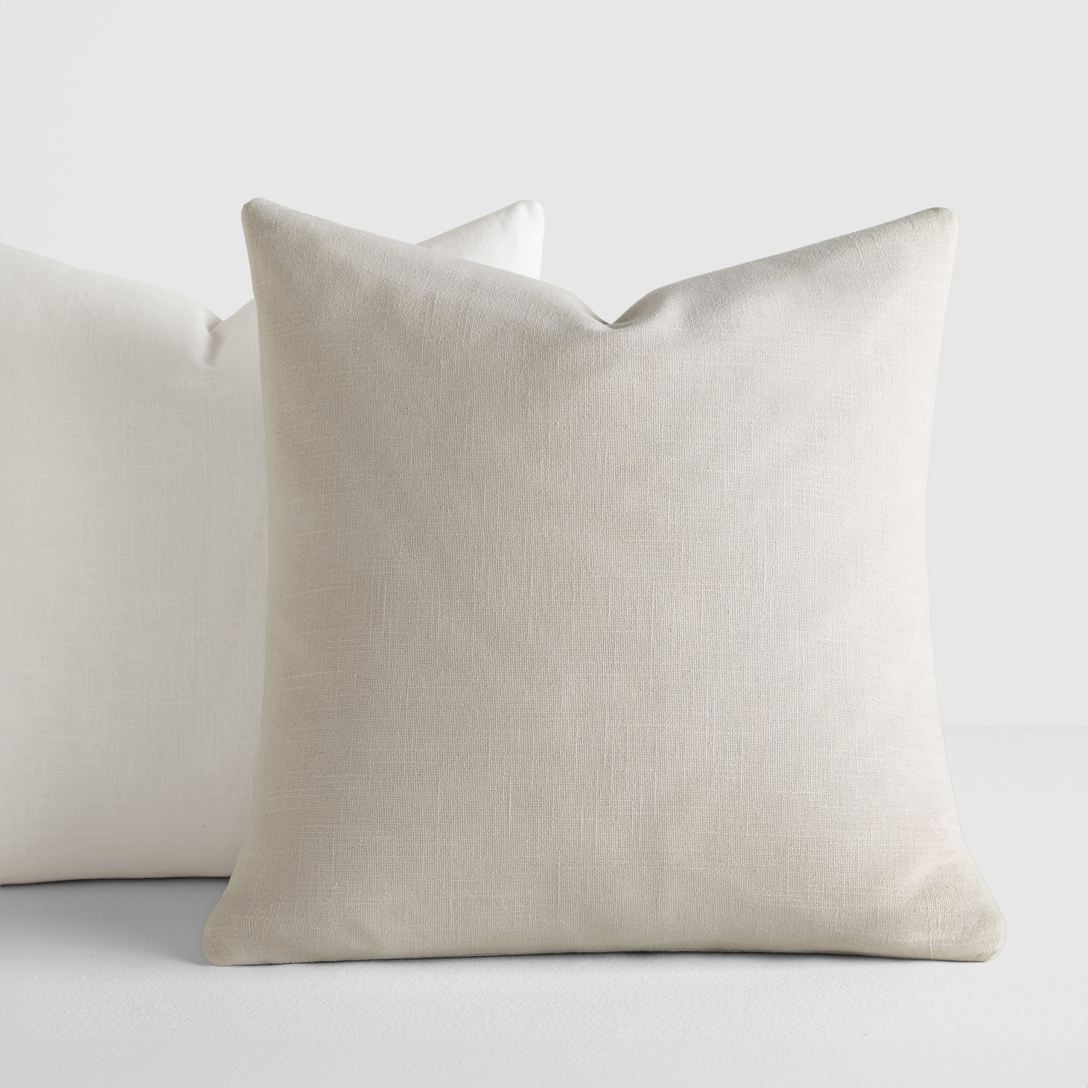 Noble Linens 2-Pack Cotton Slub Decor Throw Pillows Solids Natural & White