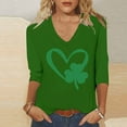 thumbnail image 2 of ZyeKqe St. Patrick's Day Shirt Women 3/4 Sleeves Blouses Cute Graphic Print Shirts Tees Crewneck Pullover Tops, 2 of 6