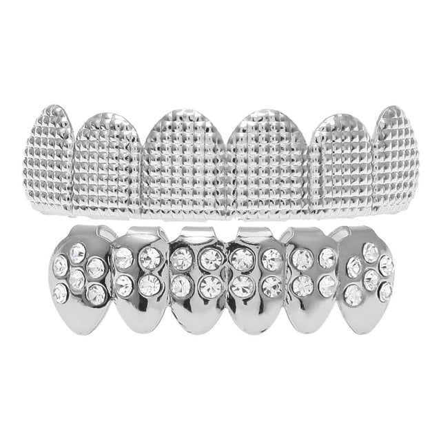 Fashion Shining Hip-hop Rapper Boca Gorras Dientes Personalizados Parrillas Plata Sunnimix Parrillas de dientes de hip hop