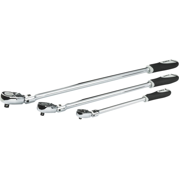 Klutch Flex Head Ratchet Set, 3-Pc., 1/4in., 3/8in. and 1/2in. Drive