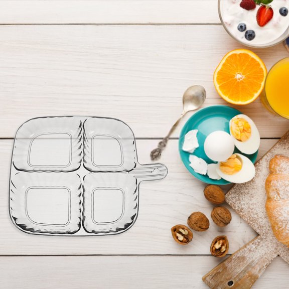 Raindrops Divided Plate for Meal Prep with Unique Separation Design Made of Plastic in Light Grey Compact Size 7x9.5 Inches
