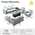 thumbnail image 5 of XIZZI 11 Pieces Outdoor Patio Furniture Set All-Weather Wicker Conversation Set Rattan Outside Sectional Sofa with Fire Pit Table & Swivel Rocking Chairs for Garden, Gray, 5 of 11