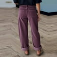 thumbnail image 5 of Women's Casual Corduroy Pants, High Waisted Straight Leg Trousers, Retro Wide Leg Pants for Women, Fall Winter Fashion Corduroy Bottoms,Purple,S, 5 of 5