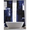 thumbnail image 4 of Navy Blue Black Sheer Curtains 96 Inch Length 2 Panels Set, Modern Abstract Art Botanical Voile Window Treatment Semi Sheer Long Curtains Drapes for Bedroom/Living Room/Kitchen 52"x96"x2, 4 of 7