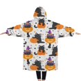 thumbnail image 2 of Oversized Wearable Blanket Hoodie,Halloween Black Cats with Pumpkins and Witch Hats Sherpa Blanket Hoodie with Super Pockets,Super Warm Fuzzy Pullover for Women & Men, 2 of 6