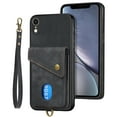 thumbnail image 4 of Nalacover for iPhone XR, Slim Case Wallet with Credit Card Holder, Back Flip Premium Leather Magnetic Clasp Kickstand Wirst Hand Strap Shockproof Cover For iPhone XR, Black, 4 of 7