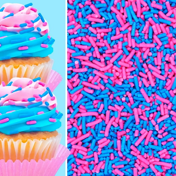 Sprinkle Deco® Pink and Blue Gender Reveal Cake Pop Cookie Cupcake Cakes Semi-Sweet Edible Confetti Decorations Sprinkles Desert Jimmies Toppers