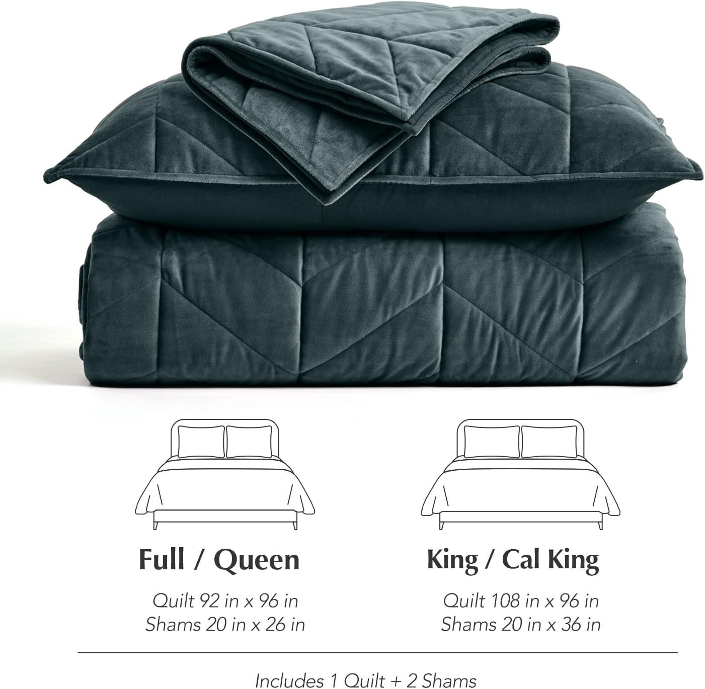 EVERGRACE 3 Pieces Luxurious Velvet King Quilts, Ultra Soft Lightweight Velvet Comforter Set, Matelasse Oversized Bedspread Coverlet for All Season with 2 Shams, Forest Green, 108''x96''