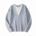 thumbnail image 1 of Mens Sweater,Casual Knitted Pullover Fake 2 Piece Top Spliced Warm Base,Sweaters for Men, 1 of 9