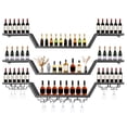 thumbnail image 6 of golytefs 47inch Modern Led Wine Rack Wall Mounted Hanging Large Liquor Shelf for Liquor Bottles with Led Light with Wine Glass Hooks 3-Tier for Home Bar Dining Room Cafe Decorative (Black 120*20cm), 6 of 8