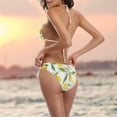 thumbnail image 5 of Dreamtimes Lemon Fruit Jasmine Flower Floral Print Leaves Branch On White Sexy Two Piece Bikini Swimsuit Swimwear Set for Women, Small, 5 of 6