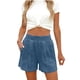 thumbnail image 3 of TaTaai Women's All Season Solid Color Stretchy Denim-Like Wide Leg Shorts Loose Casual Fitness Shorts with Two Pockets Soft Breathable Lightweight Comfortable Daily Wear Shorts Gift, 3 of 7